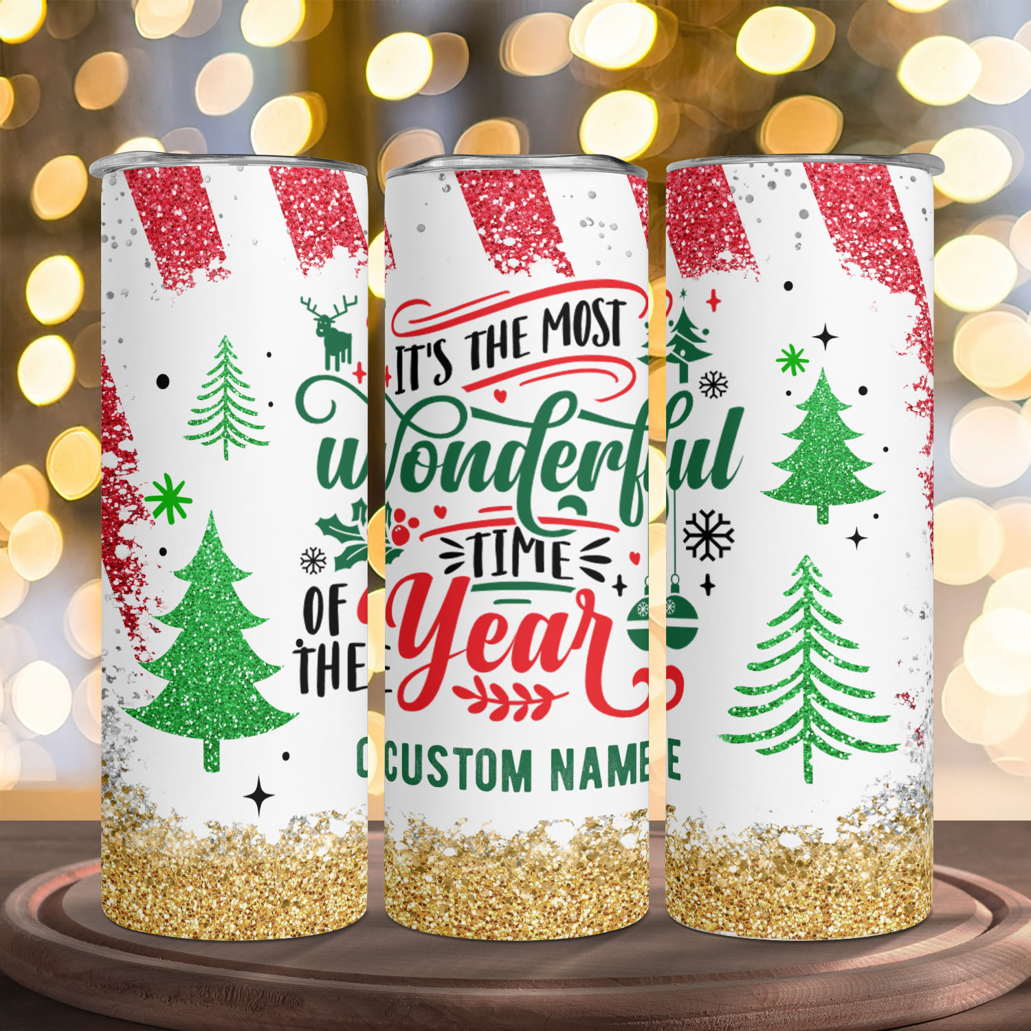 Custom Christmas Tumbler - It's the Most Wonderful Time - Great