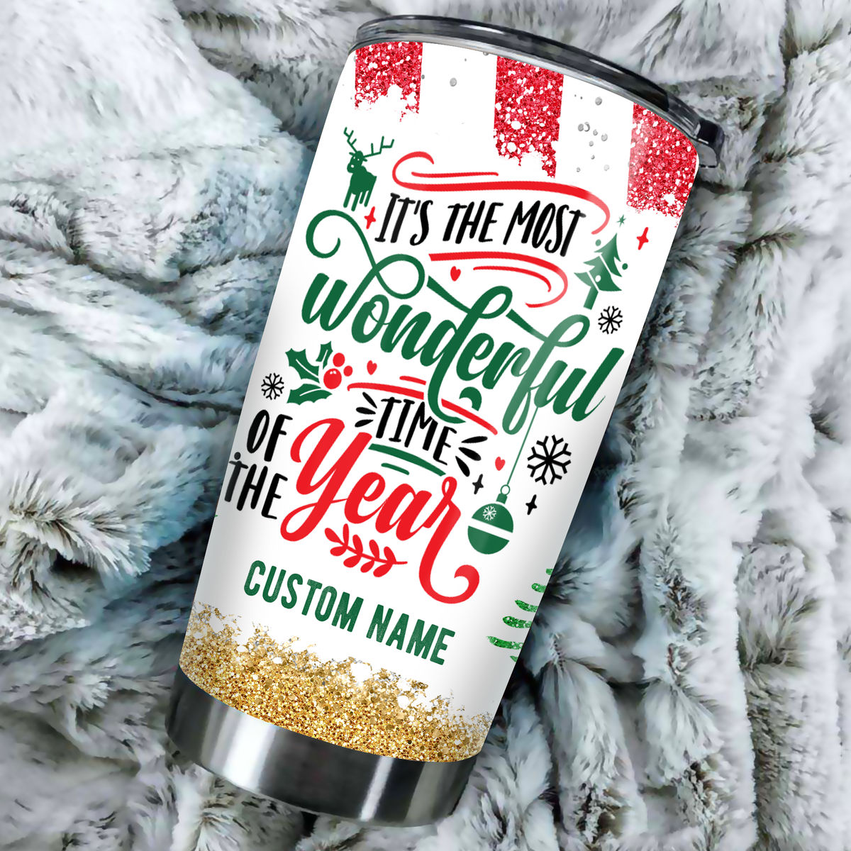 Custom Christmas Tumbler - It's the Most Wonderful Time - Great