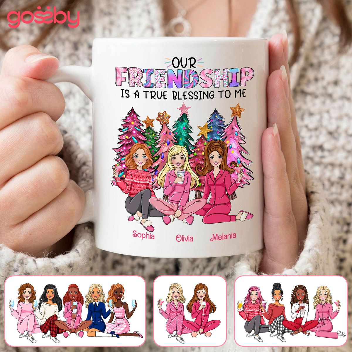 Personalized Mug - Sisters/Friends Mug - Our Friendship is a true blessing to me - Up to 6 Women