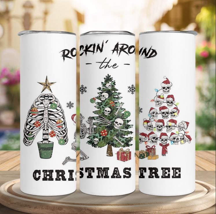 Christmas Trees Dark Green Tumbler Wrap Graphic by MoreDesign