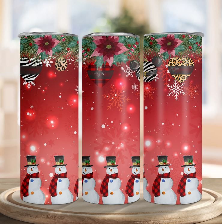 20oz Christmas Tumbler Santa Snowflakes Glitter (3055268)