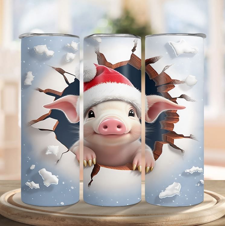 Pig Tumbler with Lid and Straw- Cute Pig Gifts for Pig Lovers