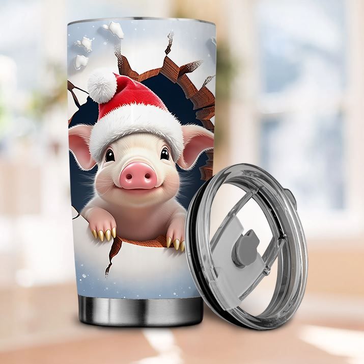 Pig Coffee Tumbler Travel Mug with Lid Cute Birthday Gifts for