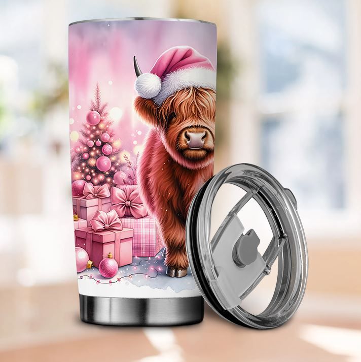 Christmas Joy Highland Cow - 20 oz Skinny Tumbler