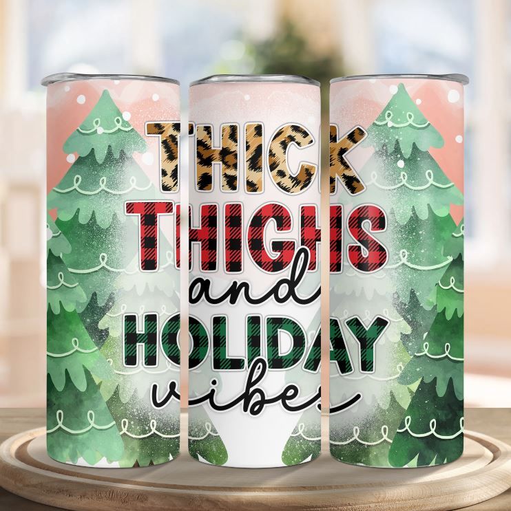 Thick Thighs Christmas Vibes Glass Cup – Natalia's Design Studio