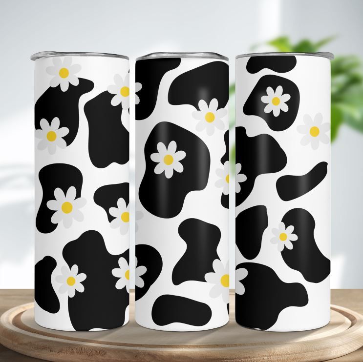 Cow Print, Daisy Tumbler - Christmas Tumbler Stainless Steel