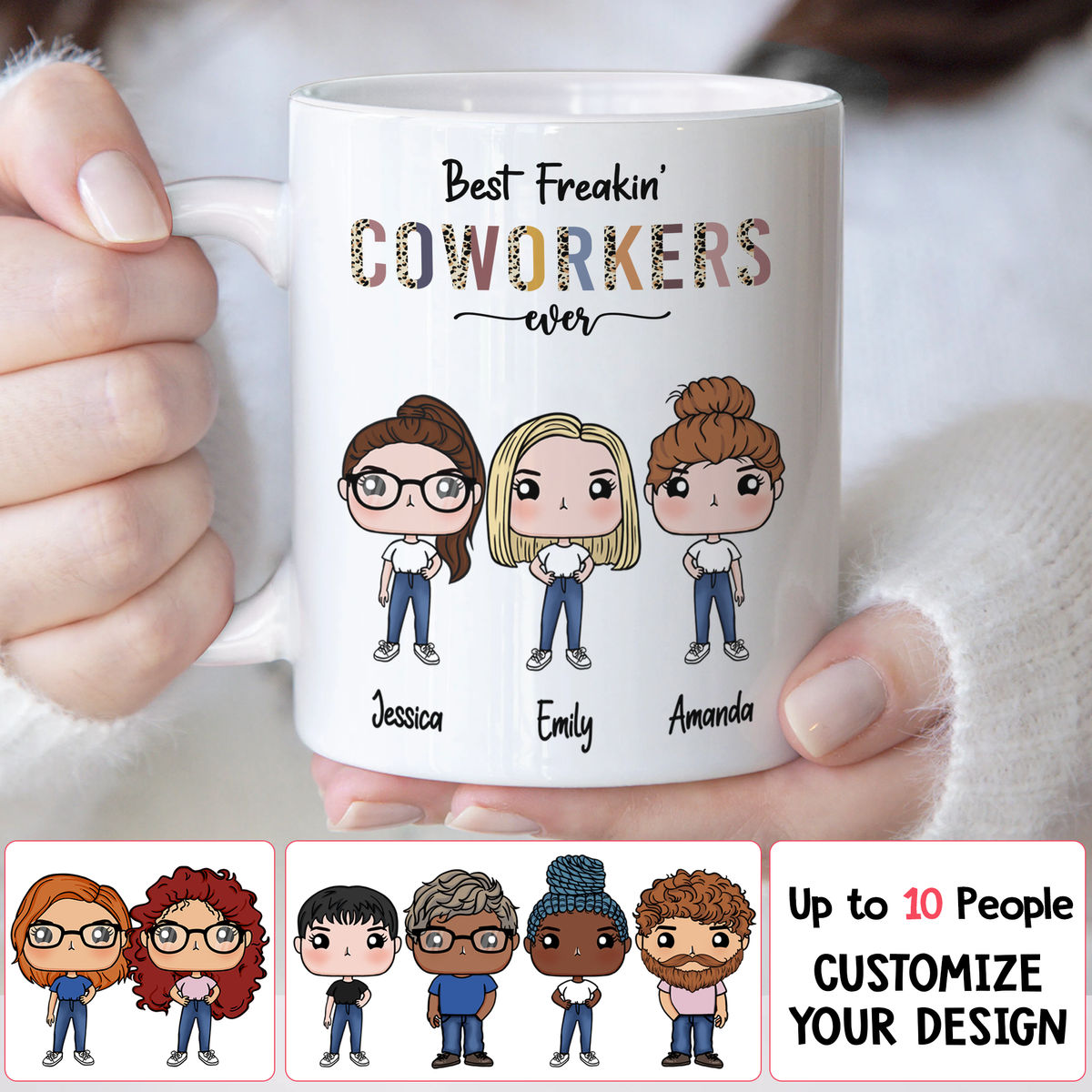 Work Bestie Figures (M1) - Best Freakin Coworkers Ever - Farewell Gifts - Birthday Gifts, Christmas Gifts For Coworkers - 2024 Edition - Personalized Mug