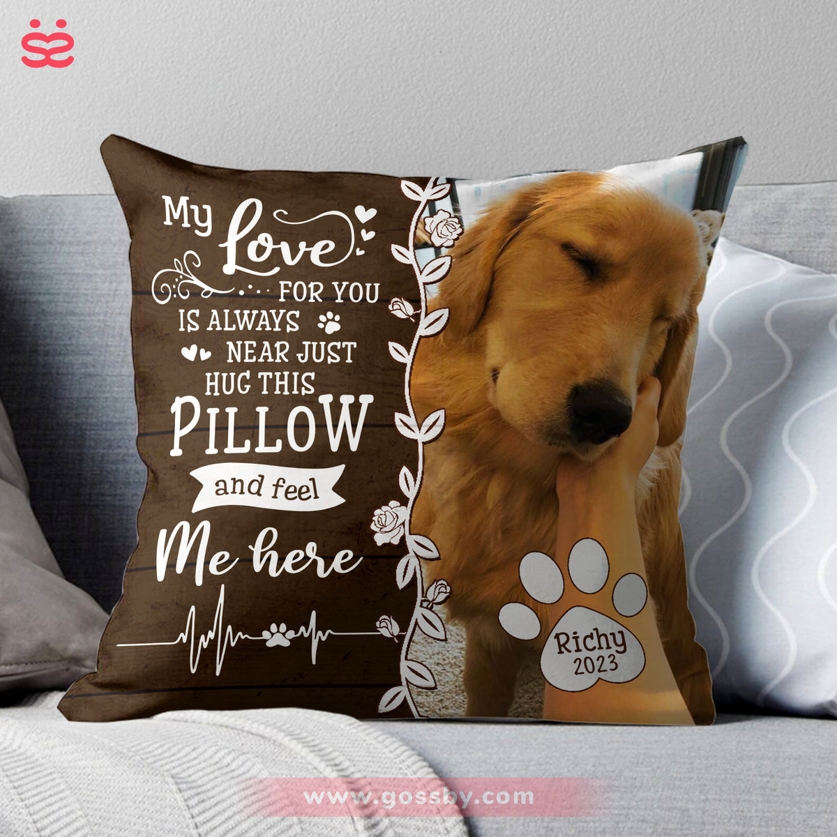 Heaven Dog Pillow - Christmas Gift - My love for you is alaways near just hug this pillow and feel me here - Photo Upload - Personalized Photo Pillow_2