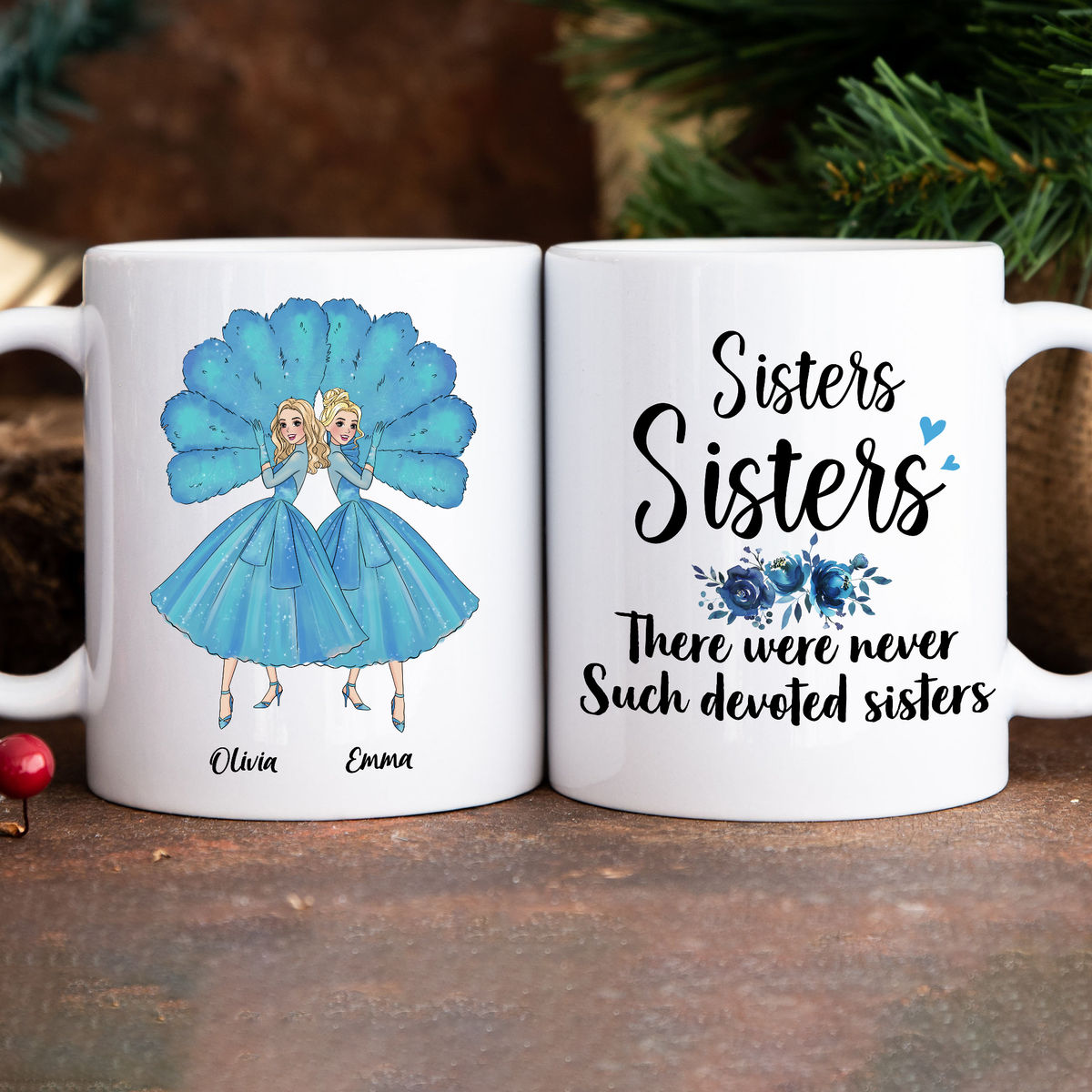 Personalized Mug - Personalized Mug For Sisters - Sisters Sisters - White Christmas - Up To 5 Woman, gift for her, gift for sisters (58095)_5