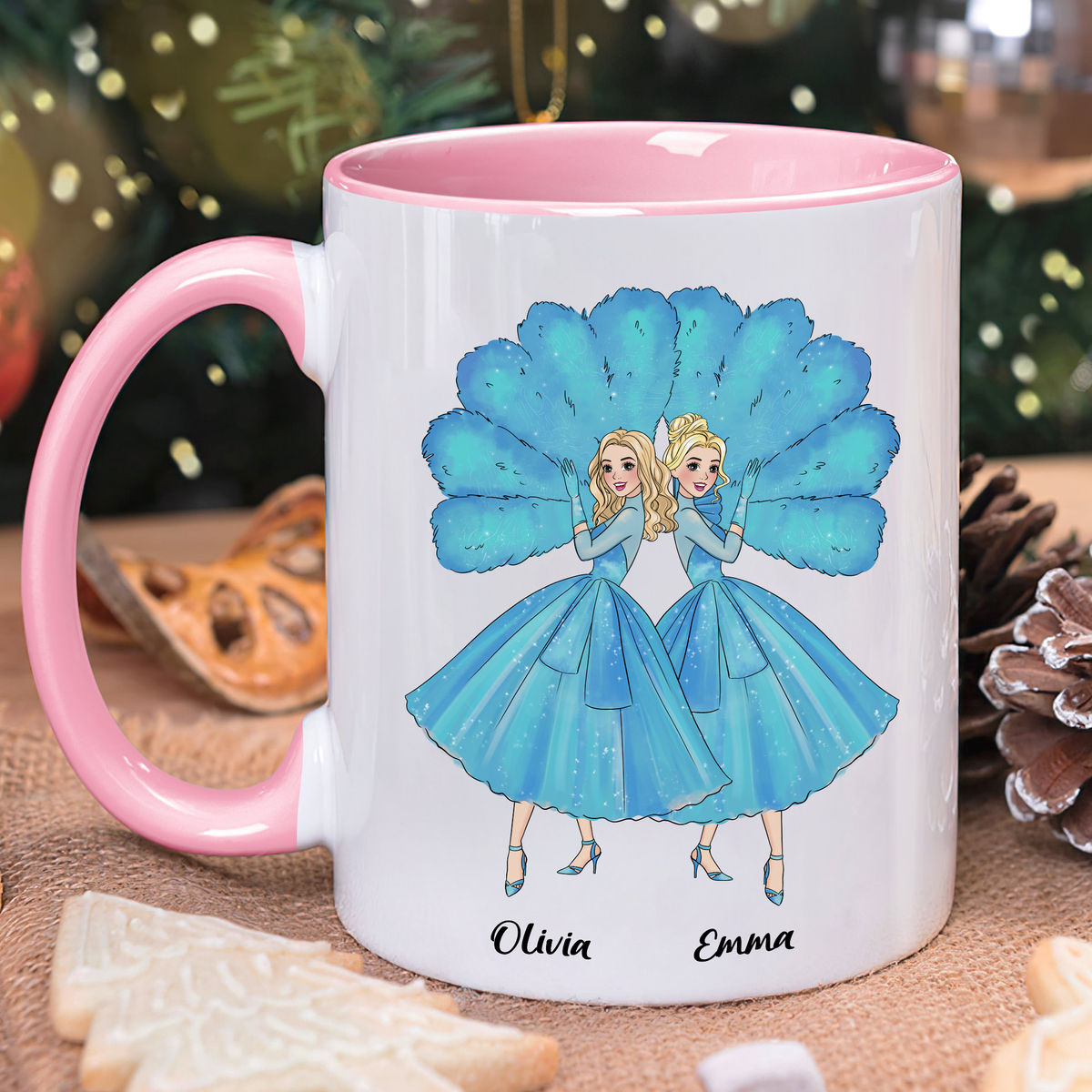 Personalized Mug For Sisters - Sisters Sisters - White Christmas - Up To 5 Woman, gift for her, gift for sisters (58095) - Personalized Mug_6