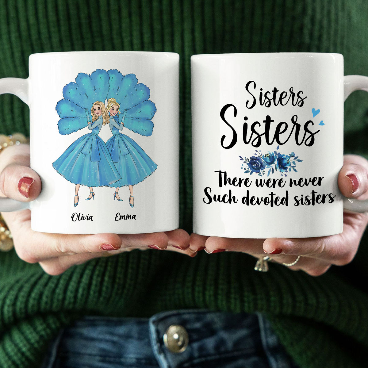 Personalized Mug - Personalized Mug For Sisters - Sisters Sisters - White Christmas - Up To 5 Woman, gift for her, gift for sisters (58095)_4