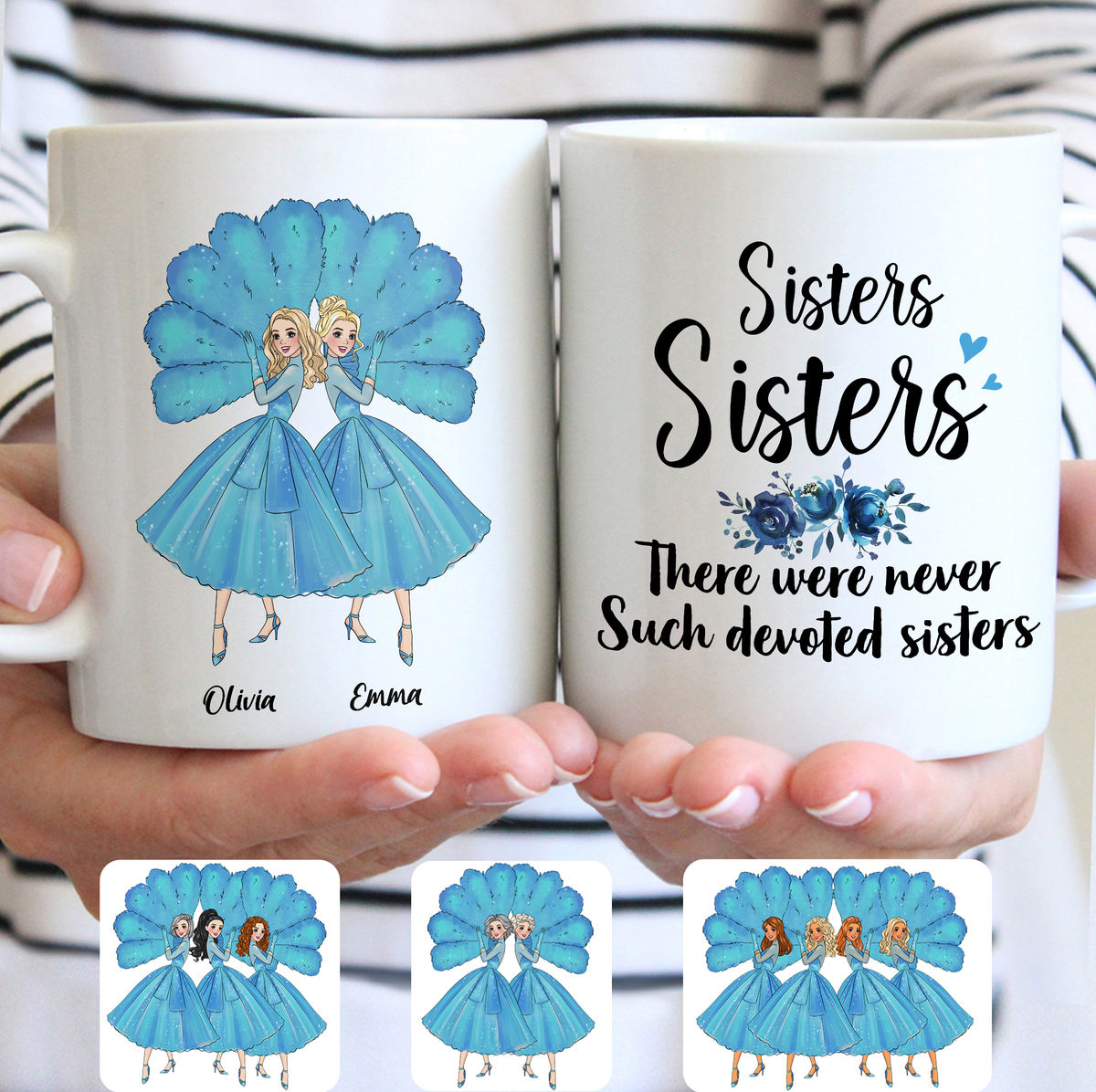 Personalized Mug For Sisters - Sisters Sisters - White Christmas - Up To 5 Woman, gift for her, gift for sisters (58095) - Personalized Mug