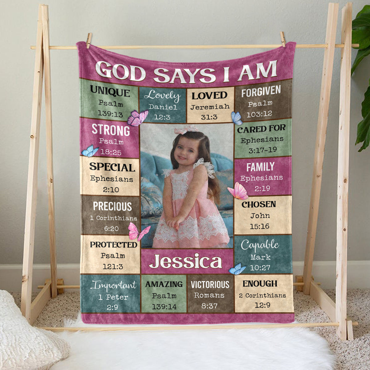 Photo Blanket - God Says I Am - Personalized Photo Blanket - Christmas Gift 2023 - Personalized Photo Blanket_1