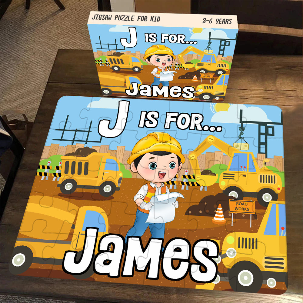 Personalized Construction Puzzle, Personalized Puzzle for kids , Gift for kids, gift for birthday