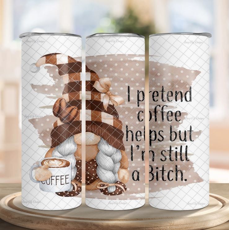 Coffee Gnome Tumbler - Personalized Gnome Tumbler Cup with Lid 20oz , Brown  Tumblers, Insulated Travel Coffee Mug Christmas Birthday Gifts Gnomes