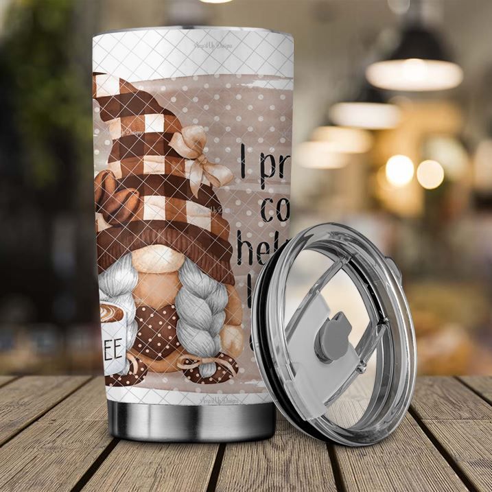 Coffee Gnome Tumbler - Personalized Gnome Tumbler Cup with Lid 20oz , Brown  Tumblers, Insulated Travel Coffee Mug Christmas Birthday Gifts Gnomes