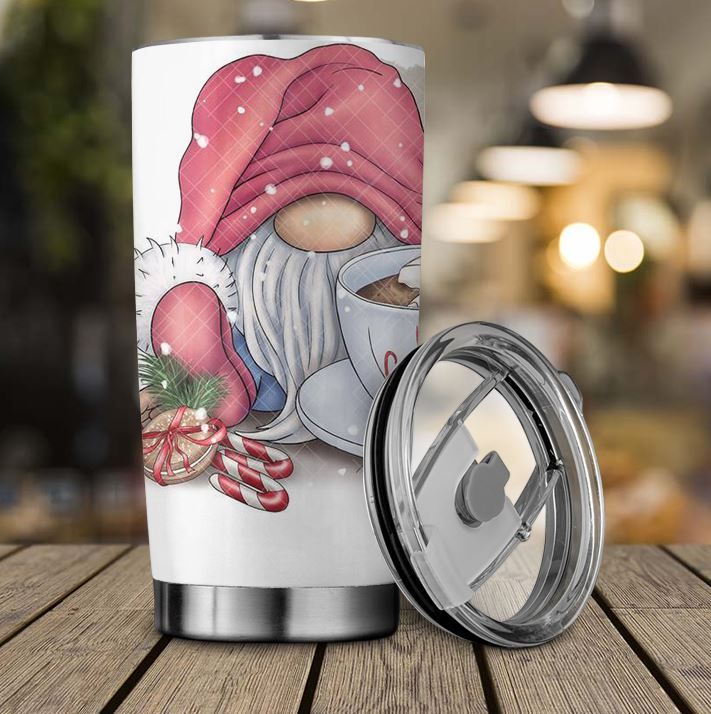 Coffee Gnome Tumbler - Personalized Gnomes Tumbler, Pink Gnomes Tumbler Gift for Gnomes Lover 20oz Stainless Steel Insulated Coffee Mug with Lid, Family Gnomes Gifts  40991 40992