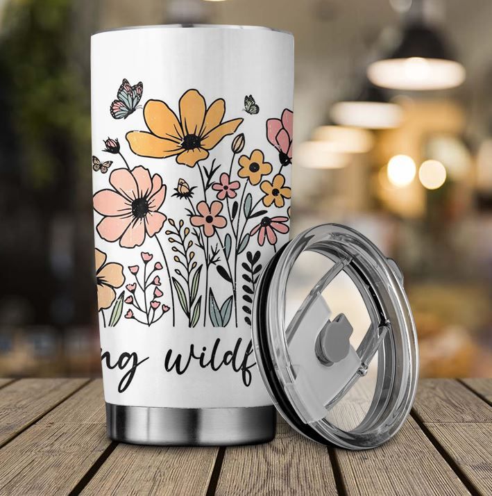 Vintage Flowers - Floral Print Insulated Stainless Steel Tumbler - Coffee  Mug with Lid - Tea Cup for Travel- Nature Themed, Plant Lovers - Travel  Mug