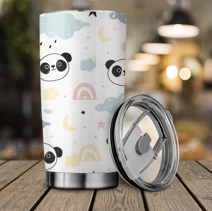 Panda's Life - Cute Panda Travel Coffee Mug for Women Men Thermal Tumbler  with , Lid and Stainless Steel Interior 20 OZ 41019 41020