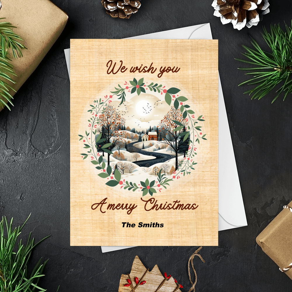 Trending Christmas Card - Christmas Card - Papyrus Christmas Card_We wish you a merry Christmas - Beautiful Day Scenery - Personalized Card