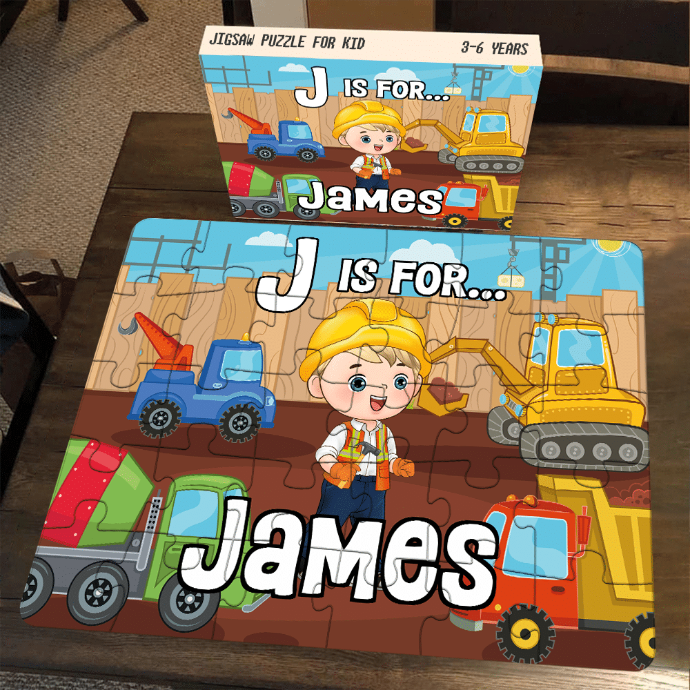 Personalized Construction Puzzle, Personalized Puzzle for kids , Construction birthday party favor, Puzzle for boys , Personalized Puzzle - Christmas Gift 2024