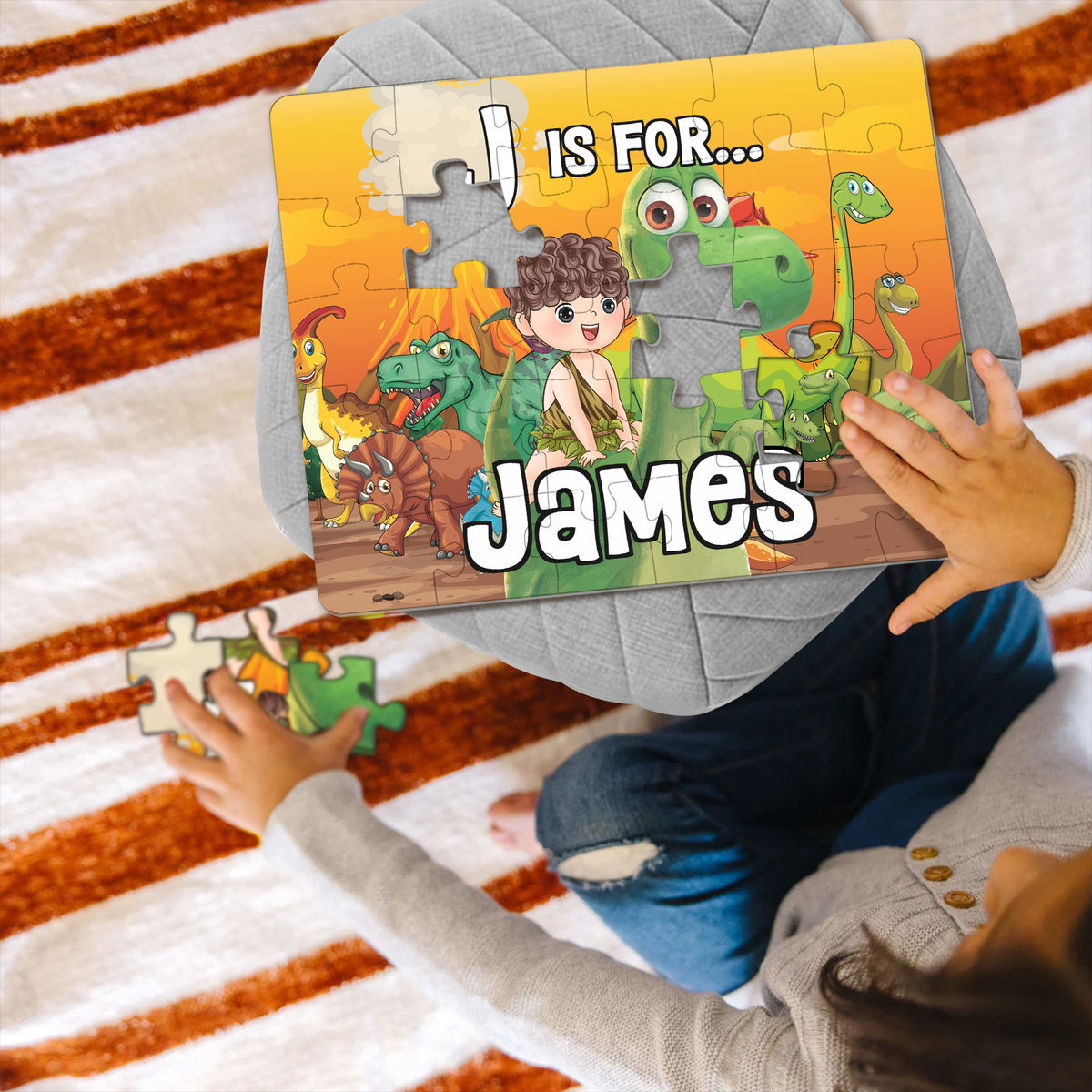 Personalized Puzzle - Jigsaw Puzzle Personalized - Dinosaur kids puzzle (41360) BG2_2