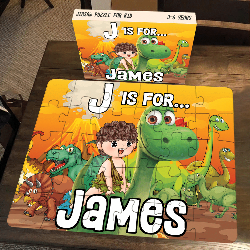 Jigsaw Puzzle Personalized - Dinosaur kids puzzle (41360) BG2 - Personalized Puzzle