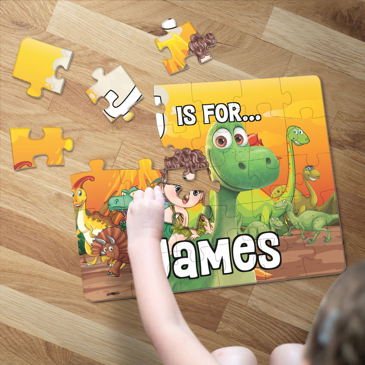 Personalized Puzzle - Jigsaw Puzzle Personalized - Dinosaur kids puzzle (41360) BG2_1