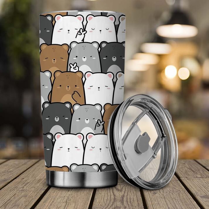 Colorful Teddy Bear 20 Oz Tumbler Cute and Adorable Cup for Hot