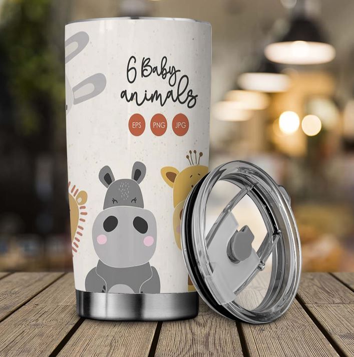 Baby Animal Tumbler - Species Tumbler Stainless Steel Coffee Tumbler Thermos  20 Oz, Travel Mug Cup for