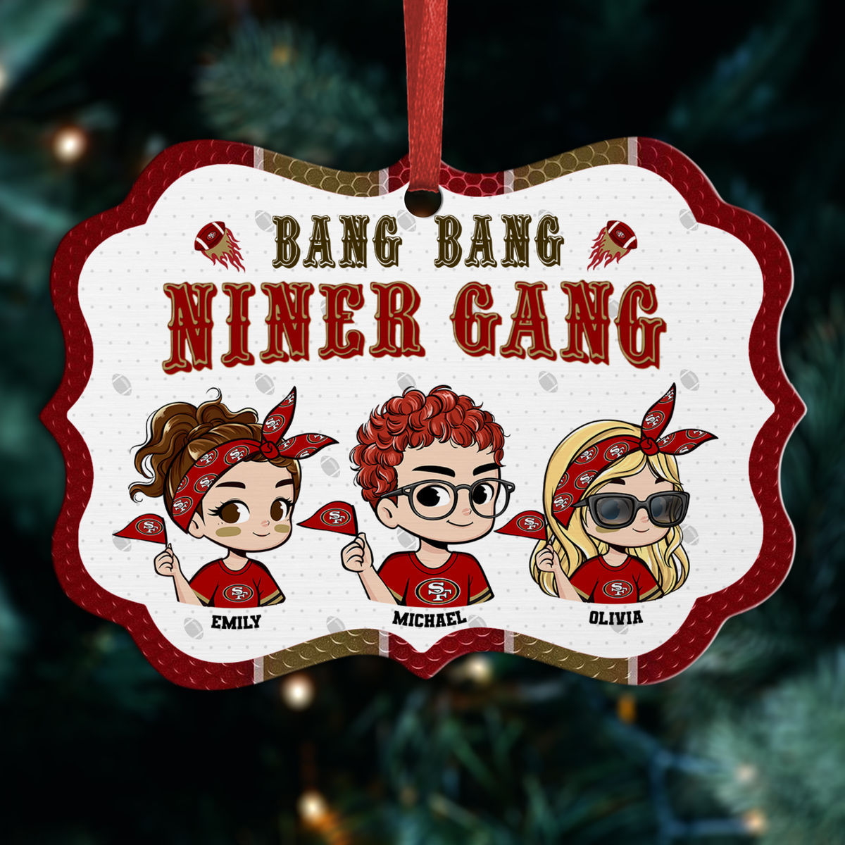 Christmas Ornament - Chibi Football - Bang Bang Niner Gang - Christmas Gifts - Personalized Ornament_2