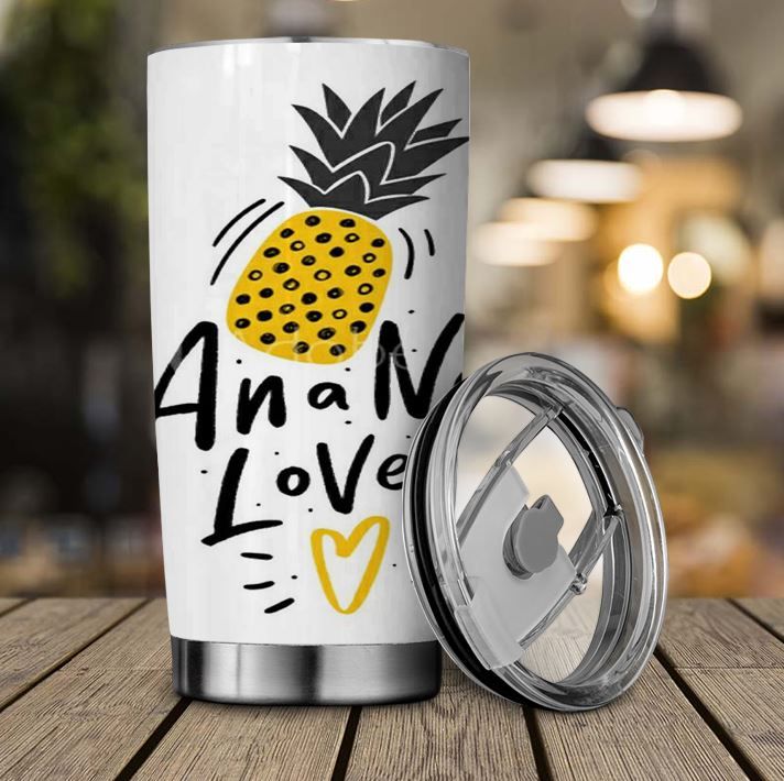 Pineapple Custom Insulated Tumbler Large Iced Coffee Cup With Straw  Reusable Cold Cup Tropical Print Tumbler Gift for Best Friend 