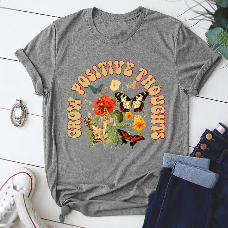 Grow Positive Thoughts Tee, Floral T-shirt, Bohemian Style