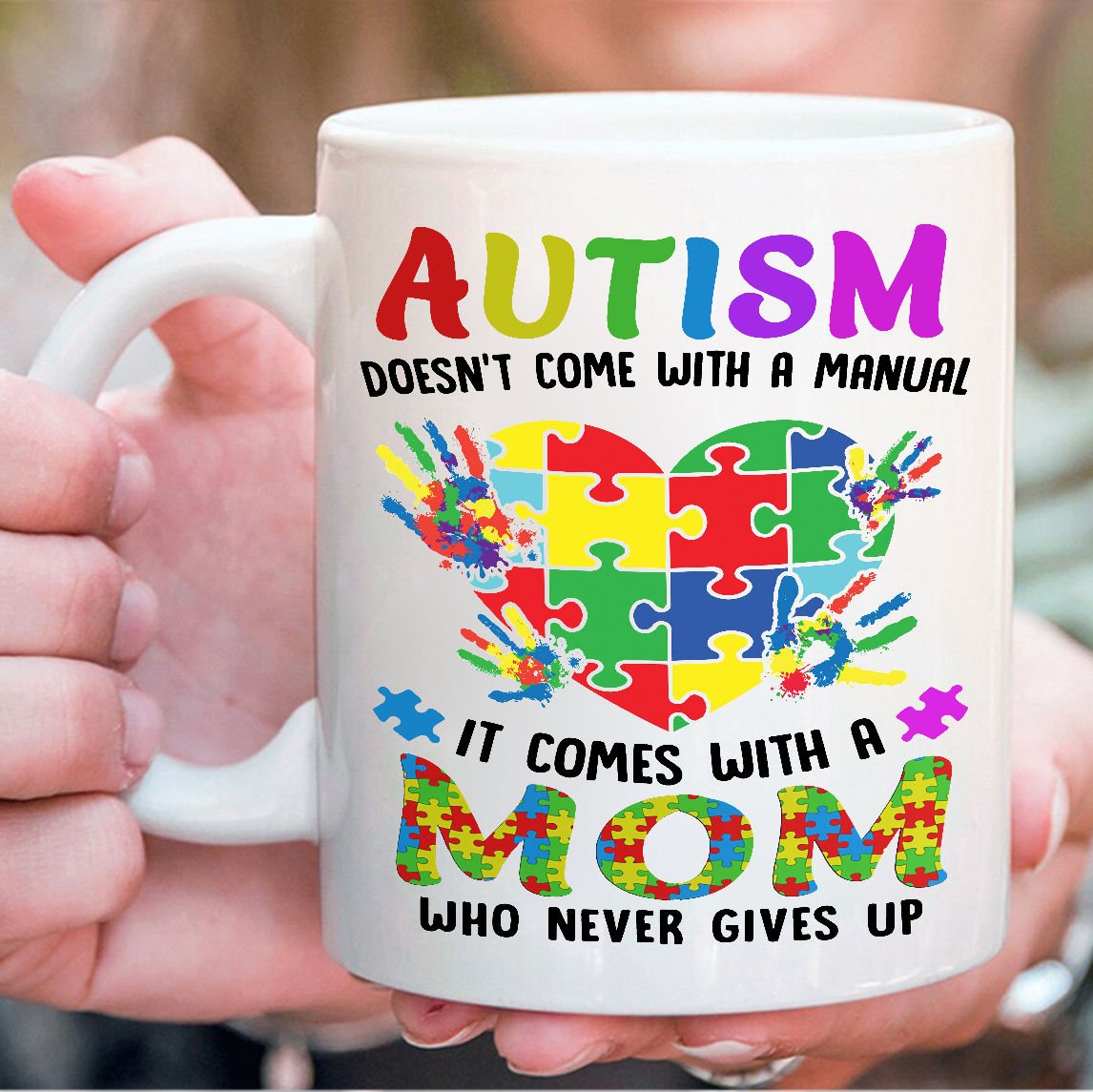 Autism Mama Bear And Cub Ceramic Coffee Mug - Autism Awareness Gift -  Berkley Rose Collection