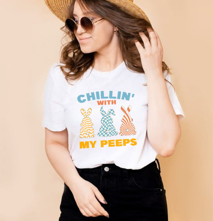 Easter 2024 - Chilling With My Peeps Shirt, Easter Rabbit Shirt, Family_2