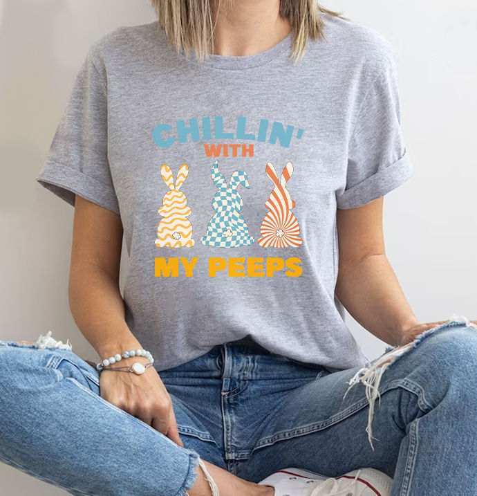 Easter 2024 - Chilling With My Peeps Shirt, Easter Rabbit Shirt, Family_1