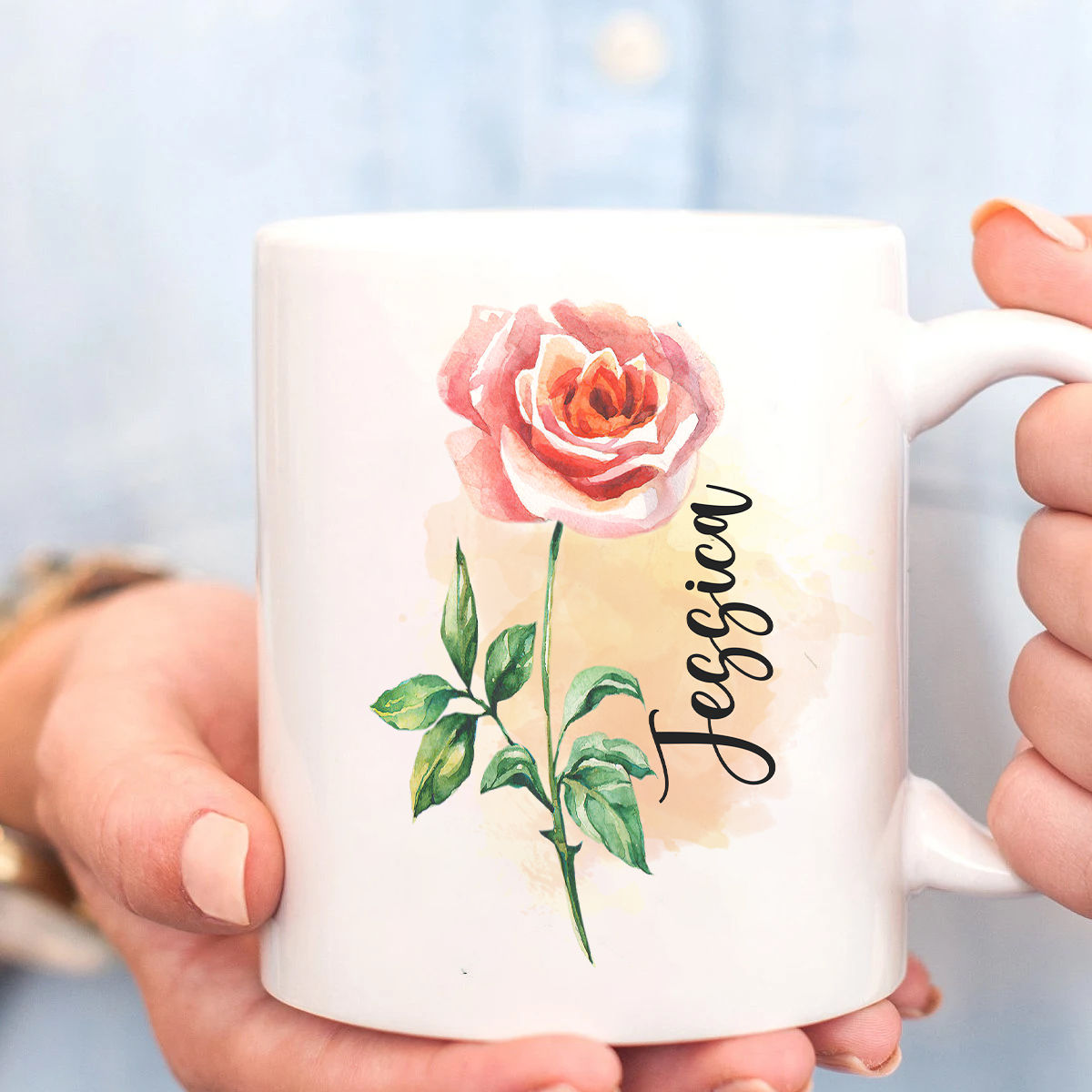 Flower Mug - Personalized Flower Mug, Blooming Rose Mug, Mug Lovers Gift for Friends, Love Coffee Mug 42577