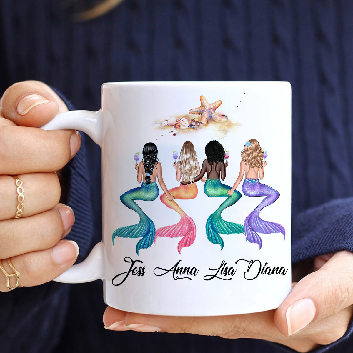 Mermaid Mug - Personalized Mermaid Girls Mug, Best Friends Forever Never apart Mug, Mug Lovers Gift for Friends 42578_1