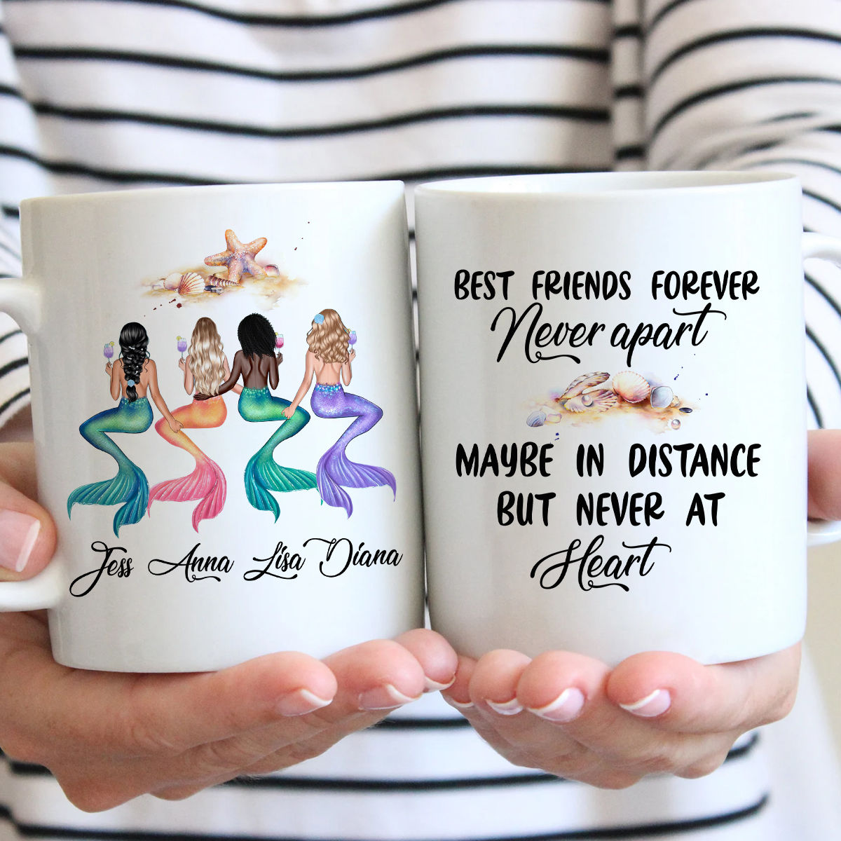 Mermaid Mug - Personalized Mermaid Girls Mug, Best Friends Forever Never apart Mug, Mug Lovers Gift for Friends 42578_3