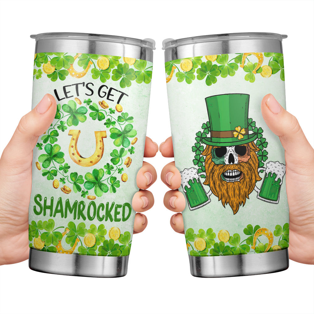 Kids Personalized St. Patrick's Day Cup With Straw Custom Tumbler With Name  Smiley Face Shamrock Four Leaf Clover 