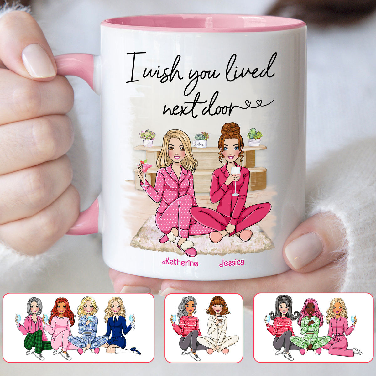 Besties Mug - I wish you lived next door - Gift for friends, gift for birthday, friends mug, gift for her, gift for sisters - Personalized Mug_1