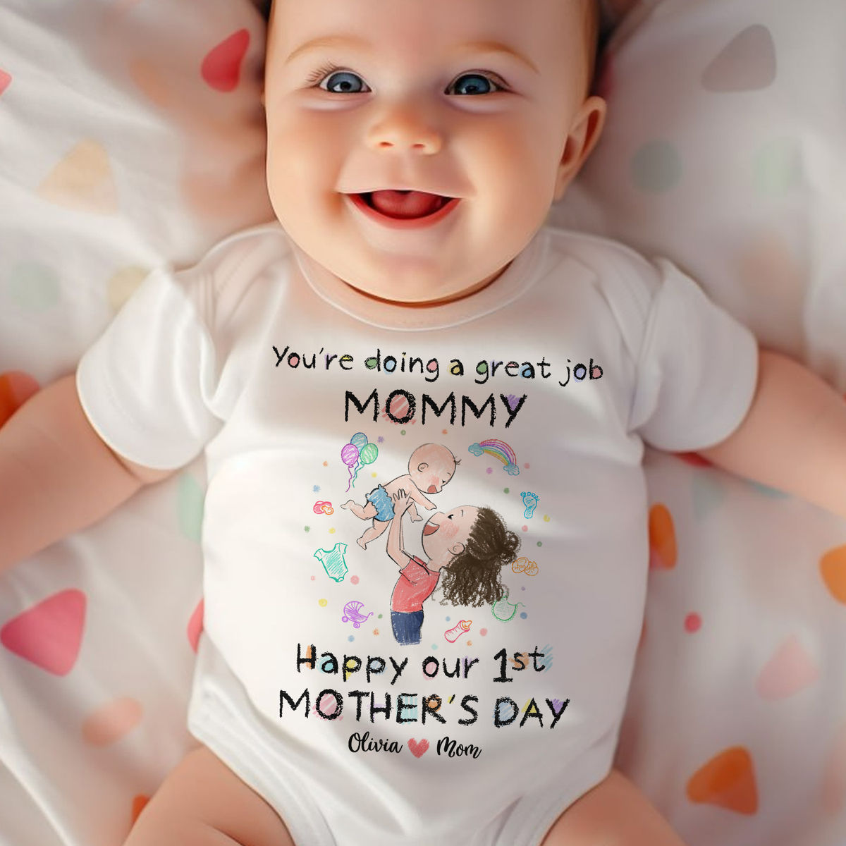 Personalized Onesie - Custom Baby Onesies - You're doing a great job mommy Happy our 1st Mother's Day 2024_2