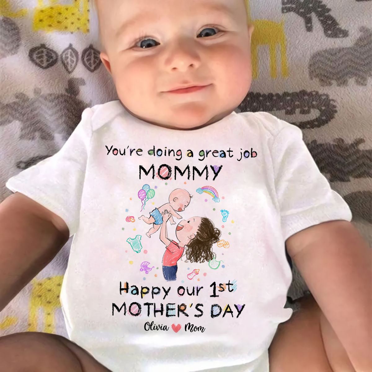 Personalized Onesie - Custom Baby Onesies - You're doing a great job mommy Happy our 1st Mother's Day 2024_1