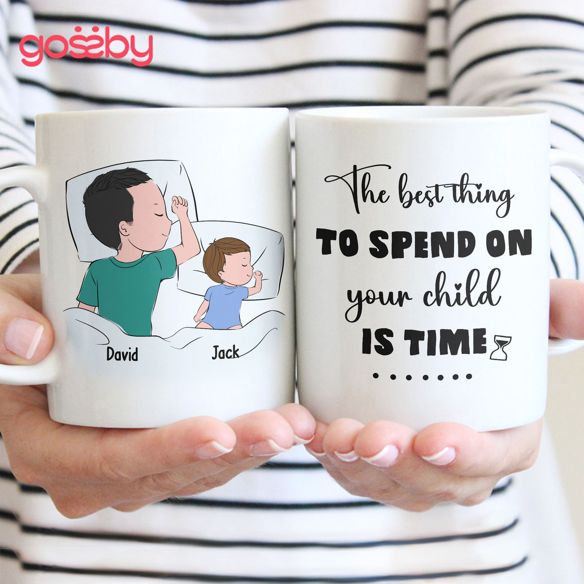 Personalized Mug - Father and Kids - The best thing to spend on your child is time
