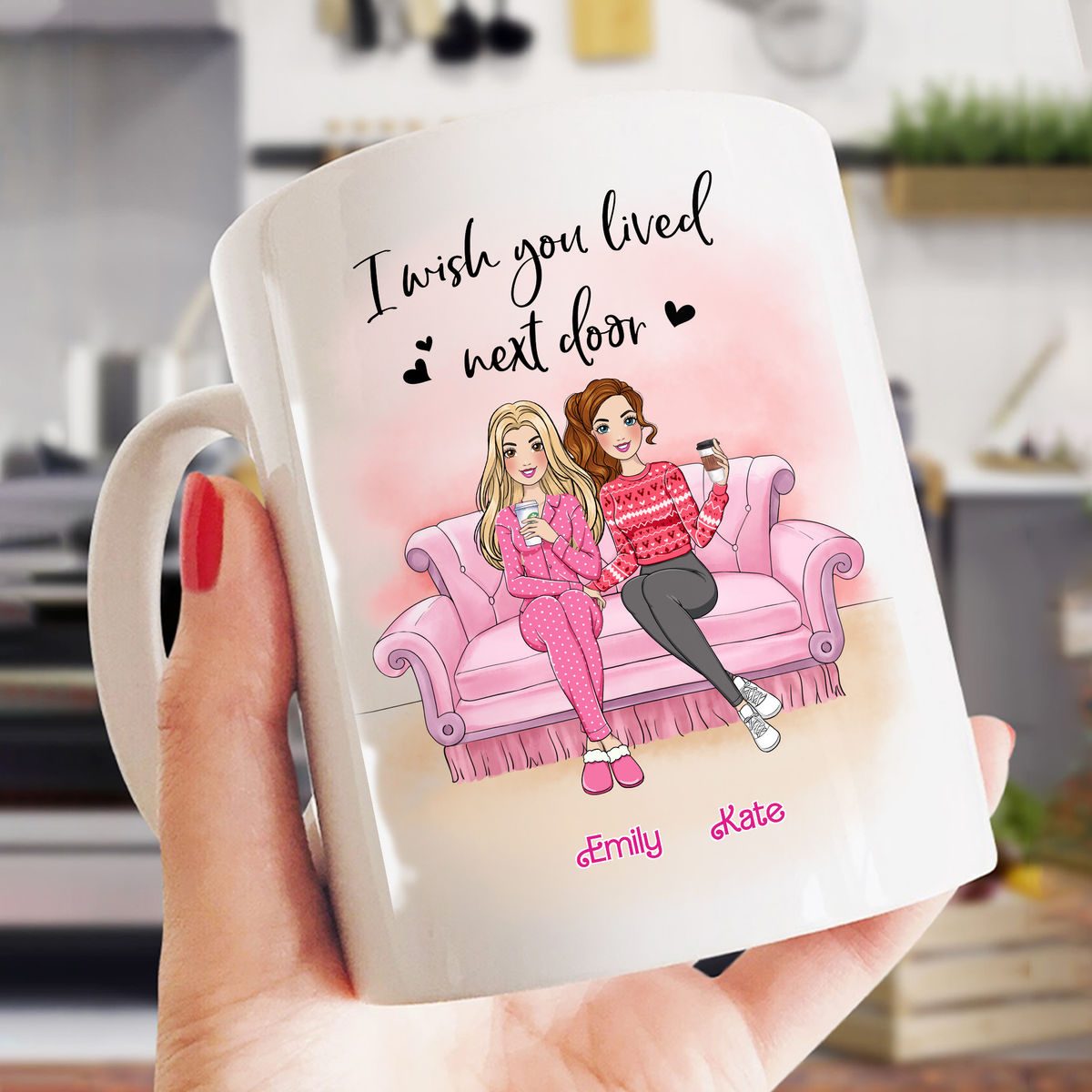 Best Friends Gifts - I wish you lived next door - Gift for friends, gift for birthday, friends mug, gift for her - Personalized Mug_1