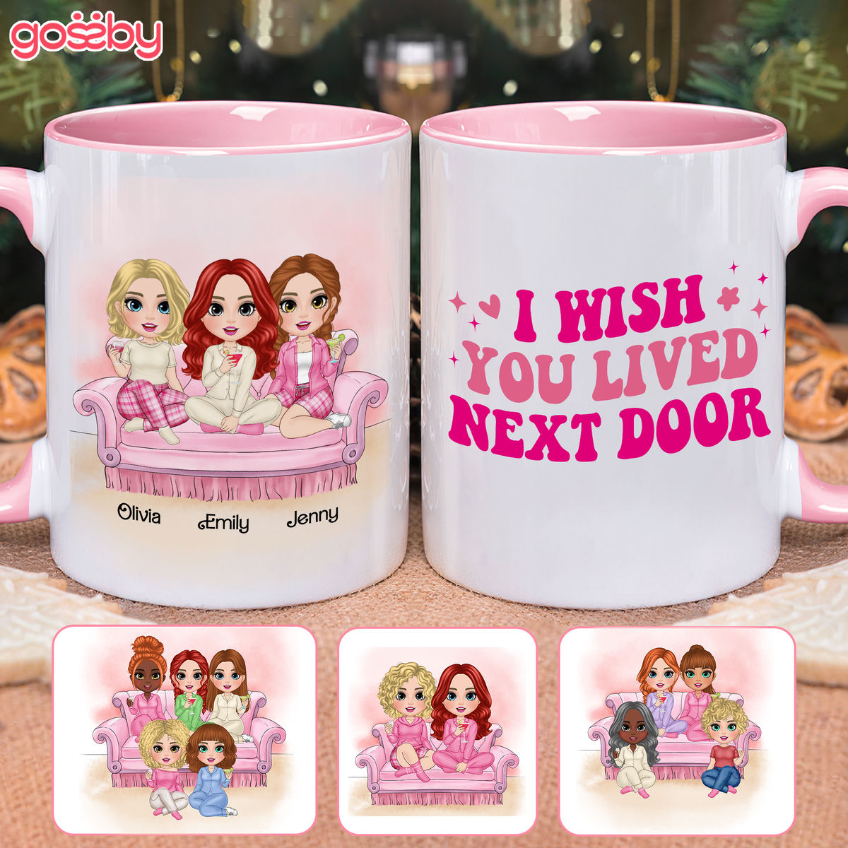 Sisters Mug - I wish you lived next door (v3) - Personalized Mug