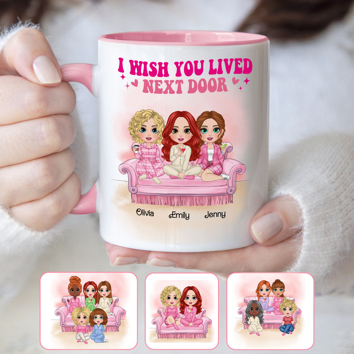 Personalized Mug - Sisters Mug - I wish you lived next door (v2)