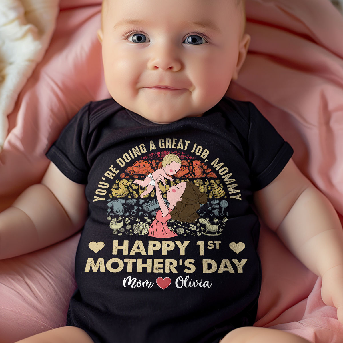 Custom Baby Onesies - You're doing a great job mommy - Happy 1st Mother's Day (43375) - Personalized Onesie