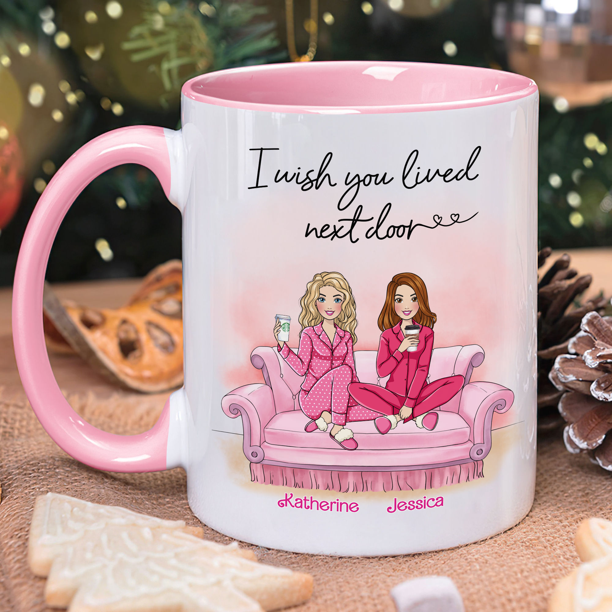 Aurahouse Taza Con Texto En Inglés "Wish You Lived Next Door", Regalos De Amistad De Navidad Para Mujeres, Regalos De Inauguración De Casa De Larga Distancia Para Amigos, Regalo De Cumpleaños