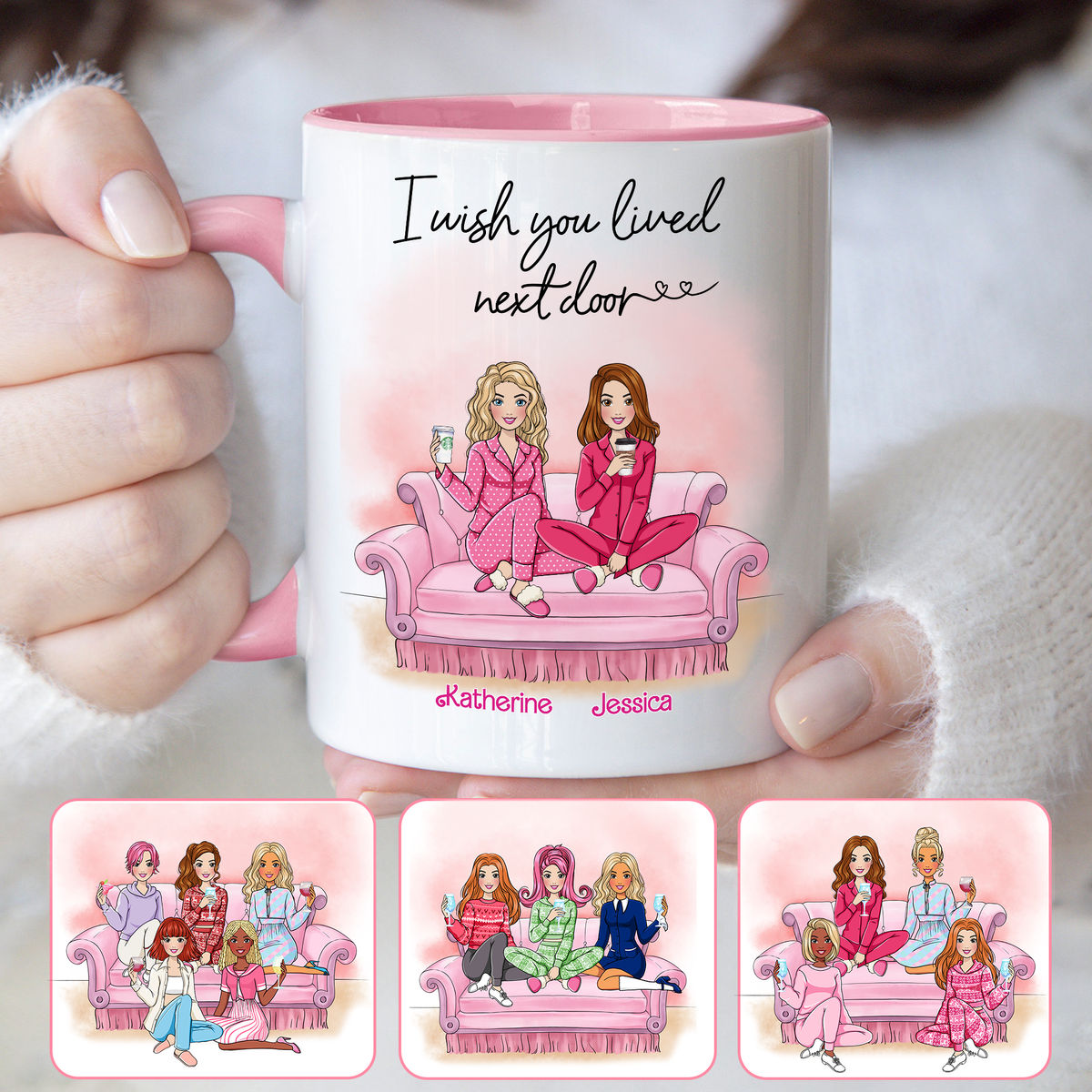 Personalized Mug - Sisters Mug - I wish you lived next door (Up to 9)_2